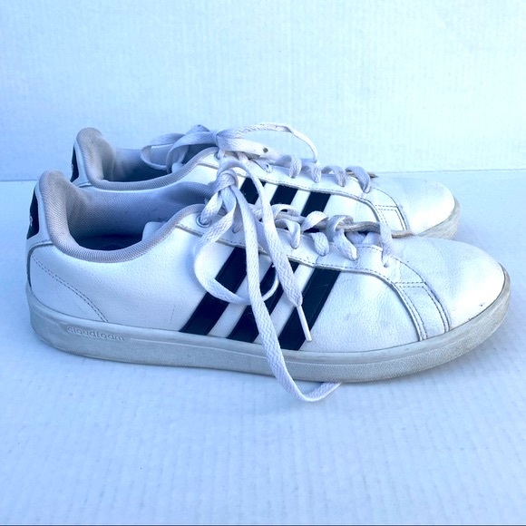 Adidas cloudfoam classic 3 stripe sneakers white black size 10.5 - Picture 5 of 11